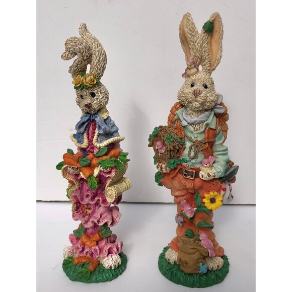 Easter Bunny Mini Figures Couple Rabbits Figurines 8" tall x 2" - Picture 3 of 10